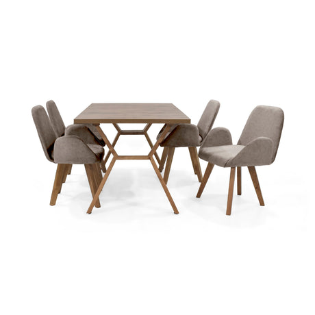 Comedor Nara Taupe y Mácula 144x75cm Rectangular de Cuatro Puestos con Cuatro Sillas Mao - COMEDORES | Bylmo