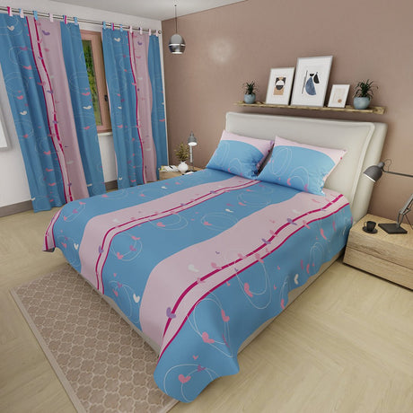 Juego de Sabanas lineas de Amor Entre Corazones Azul Para Cama Queen 160 X 190 Cm de Corazones - SABANAS | Bylmo
