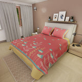 Juego de Sabanas Tulipanes entre líneas Salmón Para Cama Queen 160 X 190 Cm 180 Hilos de Flores - SABANAS | Bylmo