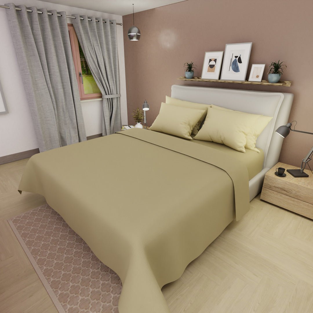 Juego de Sabanas My House Amarillo Para Cama Queen 160 X 190 Cm Fondo Entero - SABANAS | Bylmo