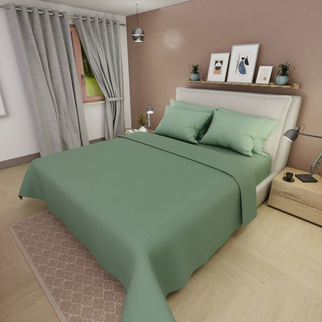 Juego de Sabanas My House Verde Pistacho Para Cama Doble 140 X 190 Cm Fondo Entero - SABANAS | Bylmo