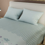 Juego de Sabanas Eco de Primavera Verde Menta Para Cama Queen 160 X 190 Cm 180 Hilos de Flores Y Lineas - SABANAS | Bylmo