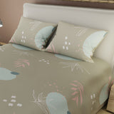 Juego de Sabanas Naturaleza en Calma Beige Para Cama Doble 140 X 190 Cm 180 Hilos de Hojas - SABANAS | Bylmo