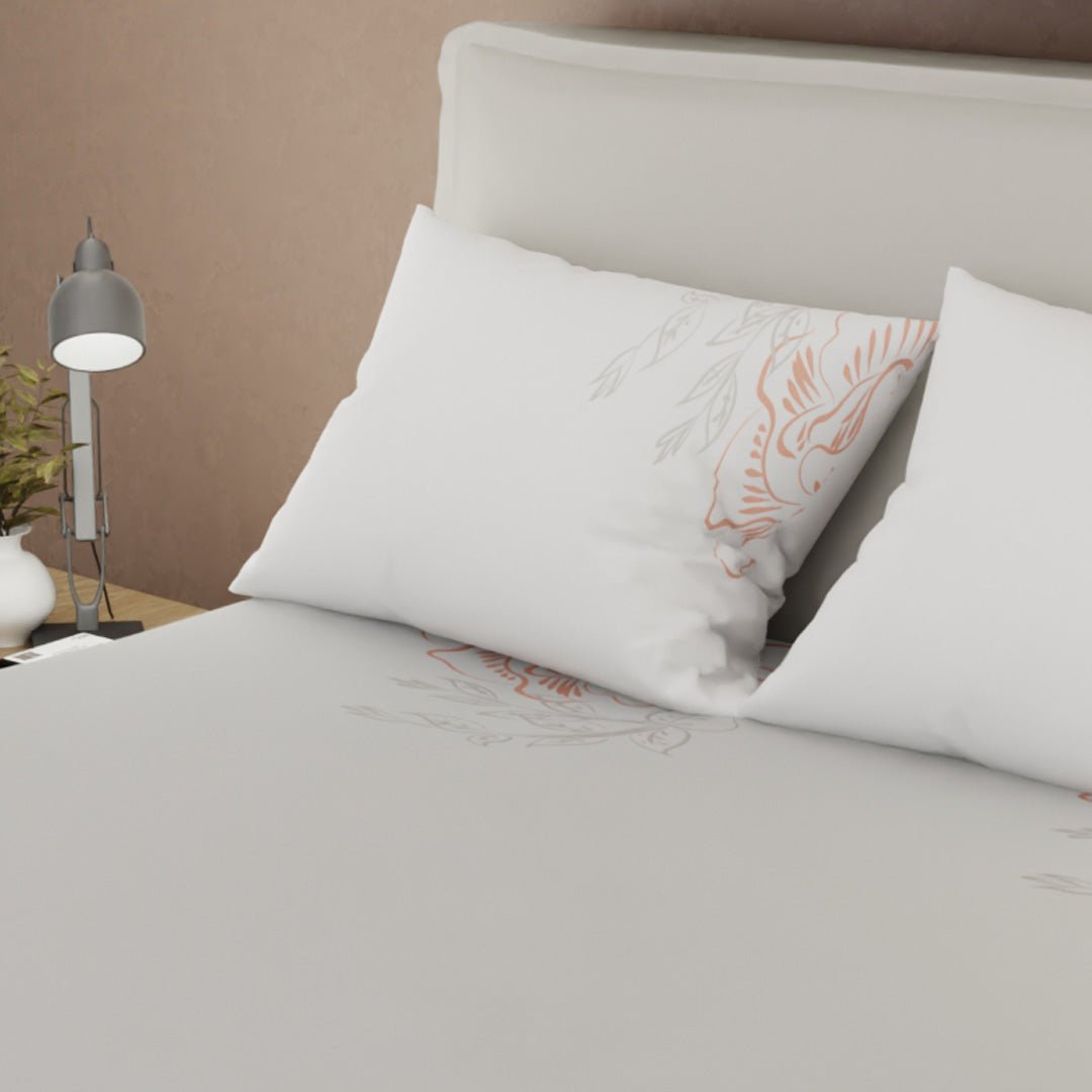 Juego de Sabanas Tranquilidad Floral Beige Para Cama King 200 X 200 Cm 250 Hilos de Flores Beige - SABANAS | Bylmo