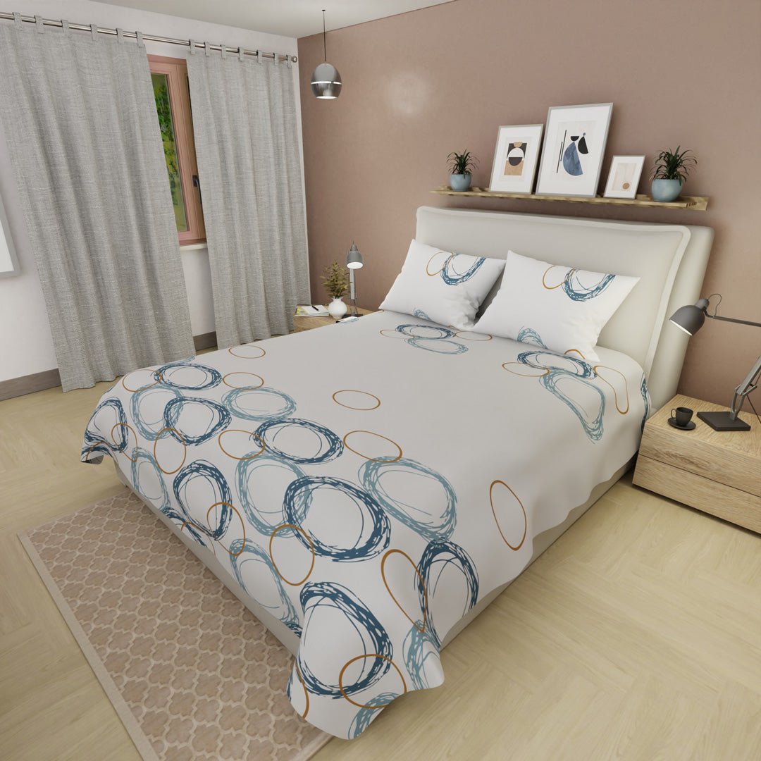Juego de Sabanas Aros al Viento Beige Para Cama King 200 X 200 Cm 250 Hilos de Circulos - SABANAS | Bylmo
