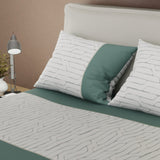 Juego de Sabanas Cauce de Líneas Verde Azul y Blanco Para Cama King 200 X 200 Cm 250 Hilos de Lineas - SABANAS | Bylmo