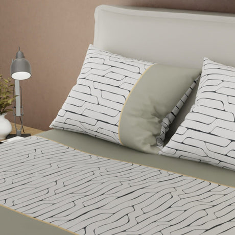Juego de Sabanas Cauce de Líneas Gris Para Cama King 200 X 200 Cm 250 Hilos de Lineas - SABANAS | Bylmo