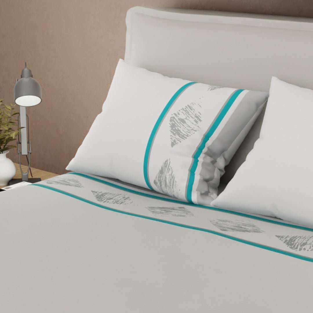 Juego de Sabanas Rombos Esbozados Gris y Azul Para Cama King 200 X 200 Cm 250 Hilos de Rombos - SABANAS | Bylmo