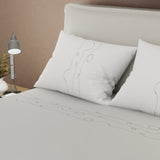 Juego de Sabanas Caricia Botánica Gris Para Cama Doble 140 X 190 Cm 250 Hilos de Hojas - SABANAS | Bylmo