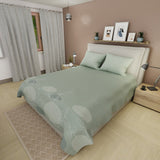 Juego de Sabanas Calma Verde Para Cama Doble 140 X 190 Cm 250 Hilos de Hojas - SABANAS | Bylmo
