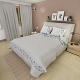 Juego de Sabanas Ecos de Diamante Gris y Azul Para Cama Queen 160 X 190 Cm 250 Hilos de Rombos - SABANAS | Bylmo