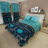 Juego de Sabanas Estelar Azul Para Cama King 200 X 200 Cm de Circulos Y Lineas - SABANAS | Bylmo