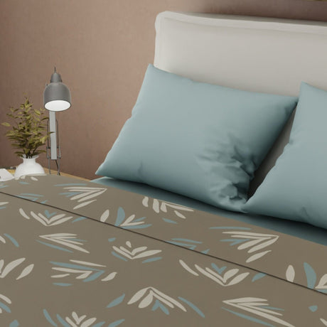 Juego de Sabanas Tendenza Café Para Cama Doble 140 X 190 Cm de Hojas - SABANAS | Bylmo