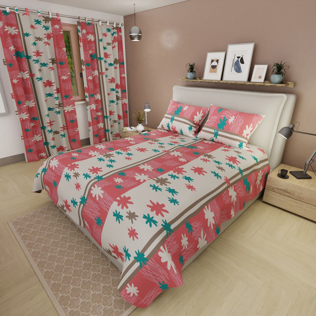 Juego de Sabanas Ensoñación Floral Rosa y Blanco Para Cama Queen 160 X 190 Cm de Flores - SABANAS | Bylmo
