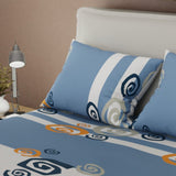 Juego de Sabanas Giros de Fantasía Azul y Blanco Para Cama Queen 160 X 190 Cm de Espiral - SABANAS | Bylmo