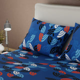 Juego de Sabanas Bosque Acuático Azul Para Cama Semidoble 120 X 190 Cm de Lineas Ondulantes - SABANAS | Bylmo