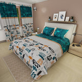 Juego de Sabanas Símbolos del Cielo Blanco y Azul Para Cama Semidoble 120 X 190 Cm de Figuras - SABANAS | Bylmo