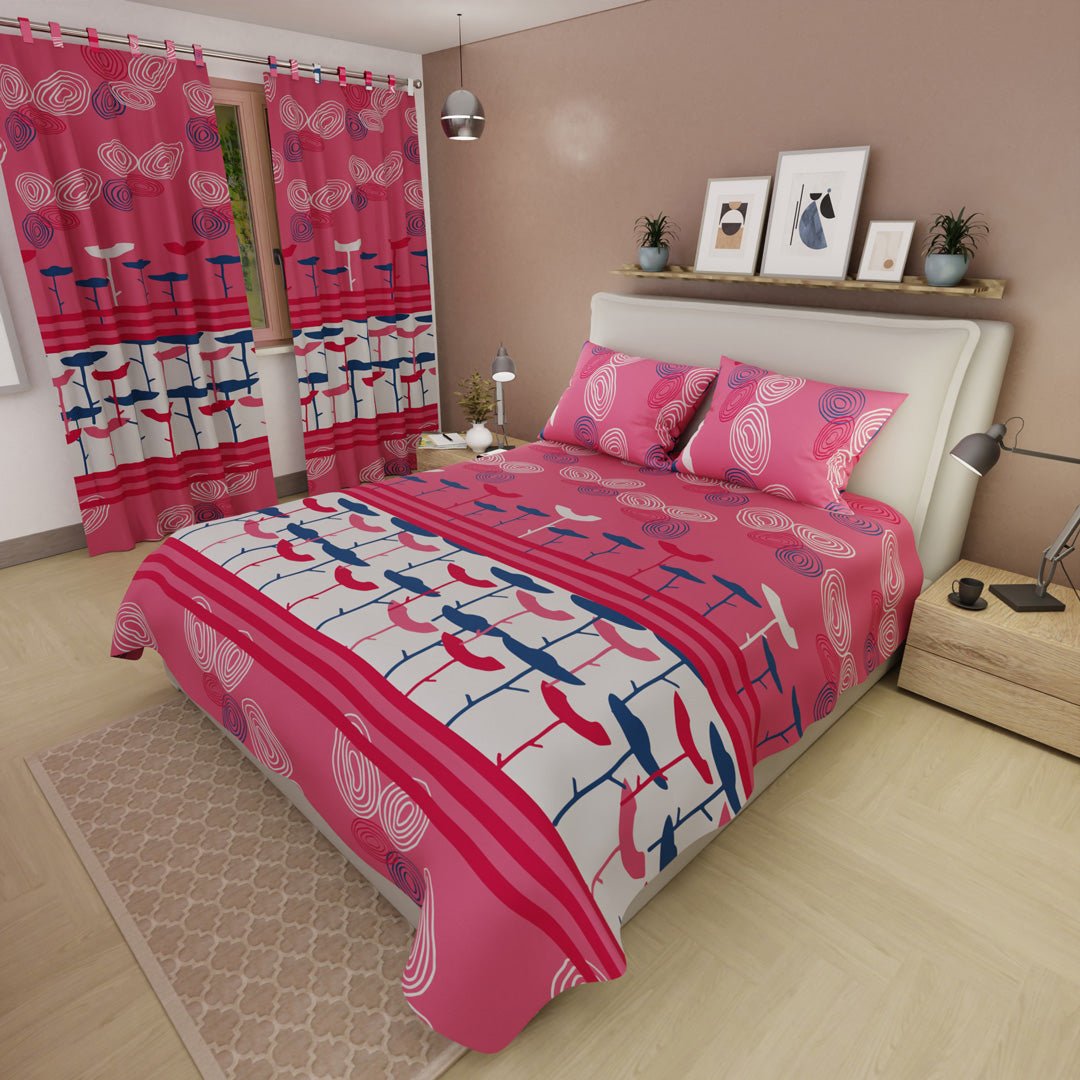 Juego de Sabanas Espiral de Sueños Fucsia Para Cama Semidoble 120 X 190 Cm de Circulos Y Flores - SABANAS | Bylmo