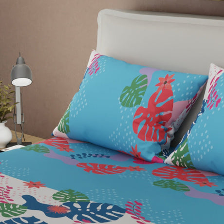 Juego de Sabanas Estampa Tropical Azul Para Cama Semidoble 120 X 190 Cm de Tropical - SABANAS | Bylmo