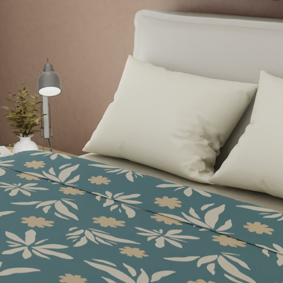 Juego de Sabanas Tendenza Azul Para Cama Queen 160 X 190 Cm de Hojas - SABANAS | Bylmo