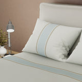 Juego de Sabanas Dulce Aurora Gris Para Cama Doble 140 X 190 Cm 180 Hilos de Lineas Y Puntos - SABANAS | Bylmo
