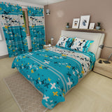 Juego de Sabanas Vibes Azul y Blanco Para Cama Doble 140 X 190 Cm de Cruces - SABANAS | Bylmo
