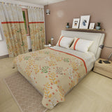 Juego de Sabanas Jardín de Luz Beige y Blanco Para Cama Doble 140 X 190 Cm de Hojas - SABANAS | Bylmo
