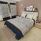 Juego de Sabanas Primavera Geo Azul y Gris Para Cama Doble 140 X 190 Cm de Figuras Geometricas - SABANAS | Bylmo