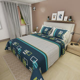 Juego de Sabanas Style 4 Gris y Azul Oscuro Para Cama Semidoble 120 X 190 Cm de Cuadrados - SABANAS | Bylmo