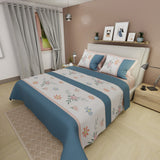 Juego de Sabanas Style 4 Azul y Gris Para Cama Sencilla 100 X 190 Cm de Hojas Y Flores - SABANAS | Bylmo