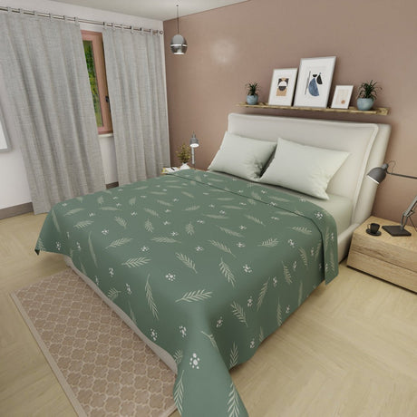 Juego de Sabanas Tendenza Verde grisáceo Para Cama King 200 X 200 Cm de Hojas - SABANAS | Bylmo