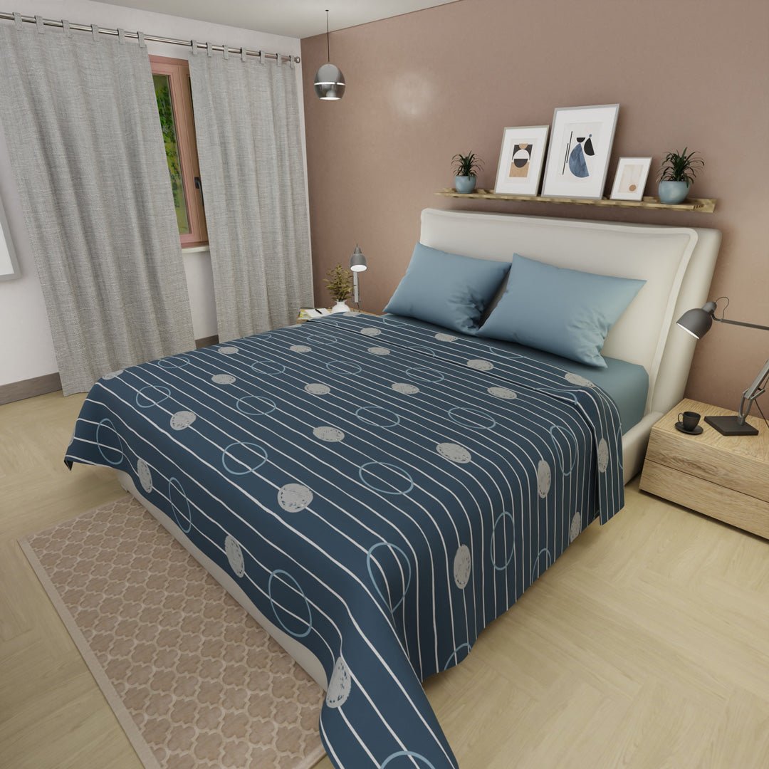 Juego de Sabanas Tendenza Azul Para Cama King 200 X 200 Cm de Circulos Y Lineas - SABANAS | Bylmo