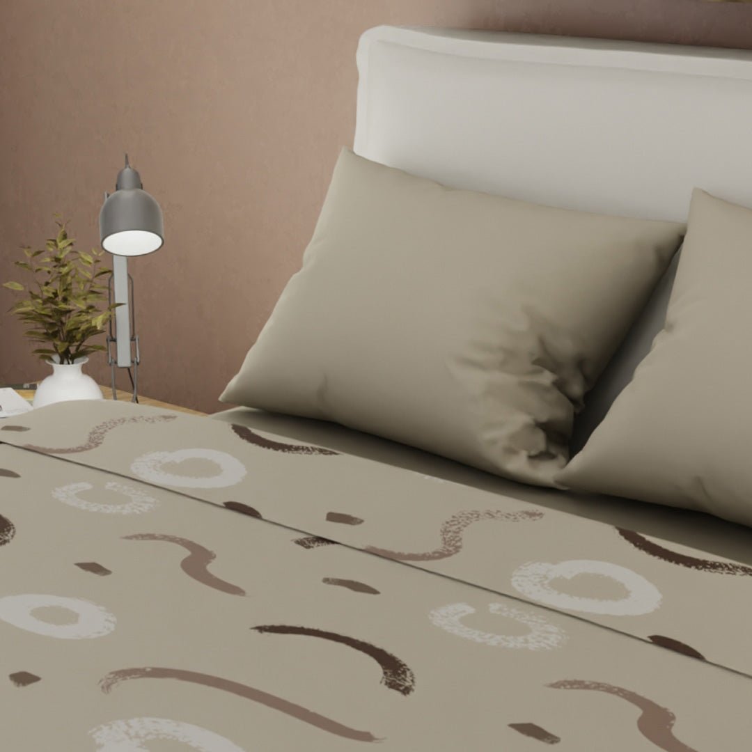 Juego de Sabanas Tendenza Travesía Serena Beige Para Cama King 200 X 200 Cm de Lineas Ondulantes - SABANAS | Bylmo