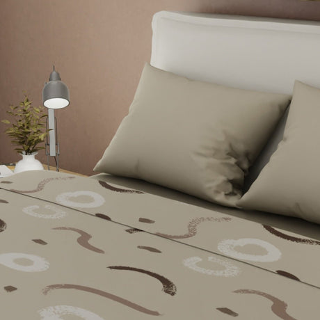 Juego de Sabanas Tendenza Travesía Serena Beige Para Cama King 200 X 200 Cm de Lineas Ondulantes - SABANAS | Bylmo