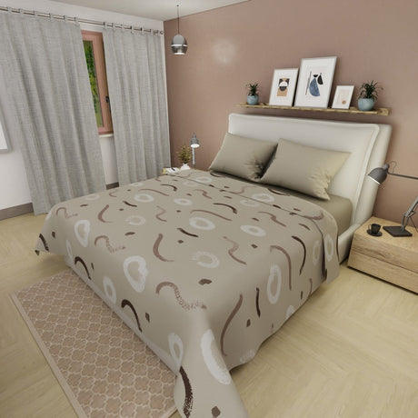 Juego de Sabanas Tendenza Beige Claro Para Cama Doble 140 X 190 Cm de Lineas Ondulantes - SABANAS | Bylmo