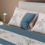 Juego de Sabanas Style 4 Azul y Blanco Para Cama King 200 X 200 Cm de Hojas Y Flores - SABANAS | Bylmo