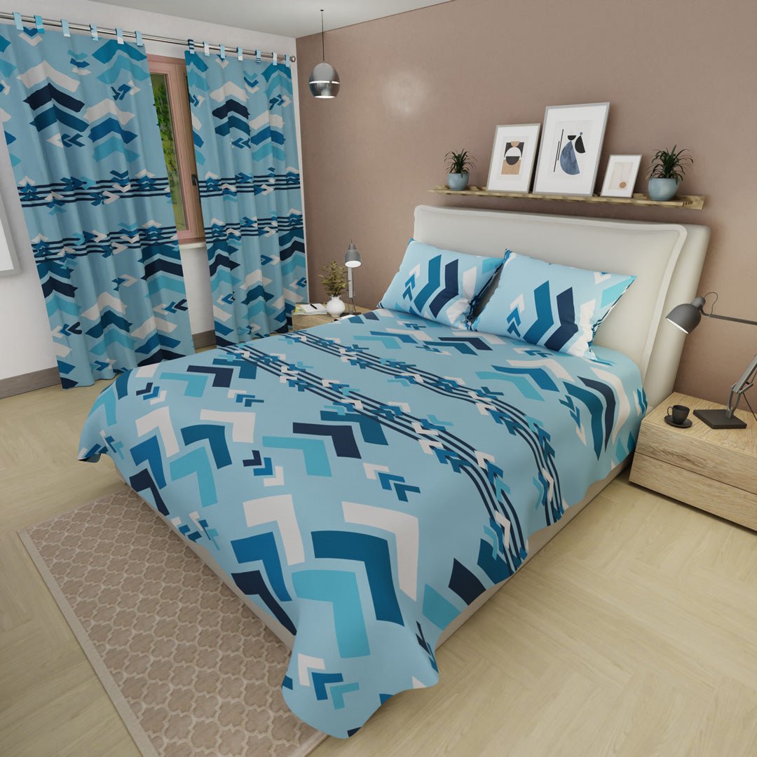 Juego de Sabanas Esencia Azul Para Cama Doble 140 X 190 Cm de Figuras - SABANAS | Bylmo