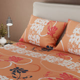 Juego de Sabanas Petalia Naranja Para Cama Doble 140 X 190 Cm de Flores - SABANAS | Bylmo