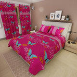 Juego de Sabanas Glow Fucsia Para Cama Sencilla 100 X 190 Cm de Flores Y Mariposas - SABANAS | Bylmo