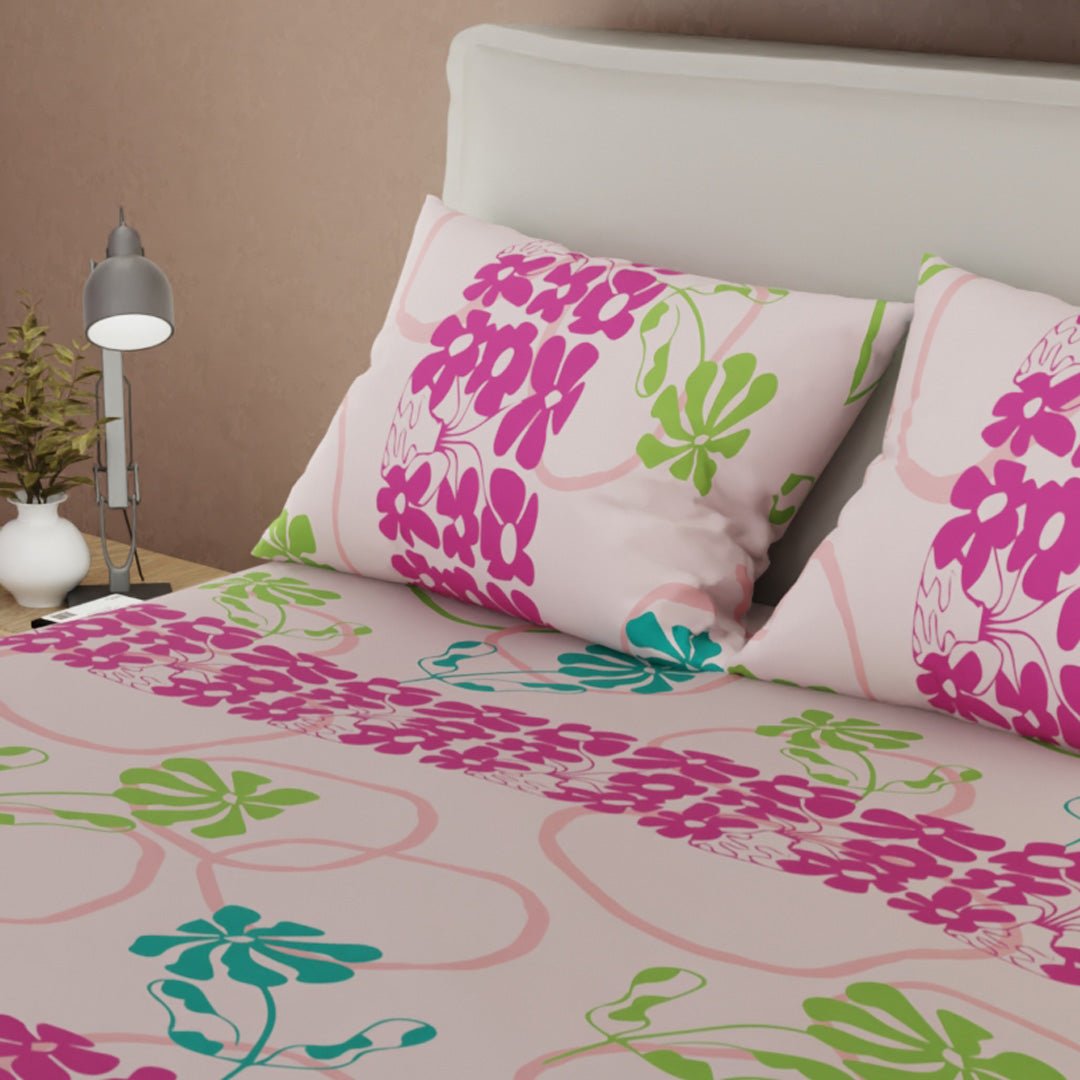 Juego de Sabanas Petalia Fucsia y Rosado Para Cama King 200 X 200 Cm de Flores - SABANAS | Bylmo