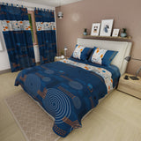 Juego de Sabanas Fusión Moderna Azul y Blanco Para Cama King 200 X 200 Cm de Figuras - SABANAS | Bylmo