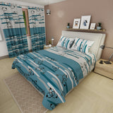 Juego de Sabanas Líneas de Océano Azul y Blanco Para Cama King 200 X 200 Cm de Circulos Entrelazados - SABANAS | Bylmo