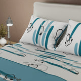Juego de Sabanas Líneas de Océano Azul y Blanco Para Cama King 200 X 200 Cm de Circulos Entrelazados - SABANAS | Bylmo