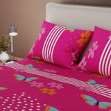 Juego de Sabanas Glow Fucsia Para Cama King 200 X 200 Cm de Flores Y Mariposas - SABANAS | Bylmo