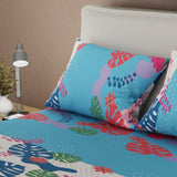 Sábana Ajustable Estampa Tropical Azul y Blanco para Cama Doble 140 X 190 Cm Tropical - SABANAS | Bylmo