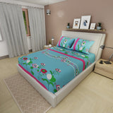 Sábana Ajustable Floralia Coral Azul y Fucsia para Cama Doble 140 X 190 Cm Flores - SABANAS | Bylmo