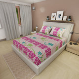 Sábana Ajustable Petalia Fucsia Rosado Claro y Fucsia para Cama Doble 140 X 190 Cm Flores - SABANAS | Bylmo