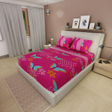 Sábana Ajustable Sueños Glow Fucsia para Cama Queen 160 X 190 Cm Flores Y Mariposas - SABANAS | Bylmo