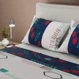 Sábana Ajustable Fusion Moderna Blanco Apagado y Azul Oscuro para Cama Queen 160 X 190 Cm Figuras - SABANAS | Bylmo