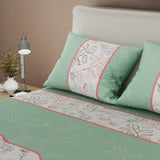 Sábana Ajustable Sueños Botánicos Blanco y Verde para Cama Queen 160 X 190 Cm Hojas Y Flores - SABANAS | Bylmo